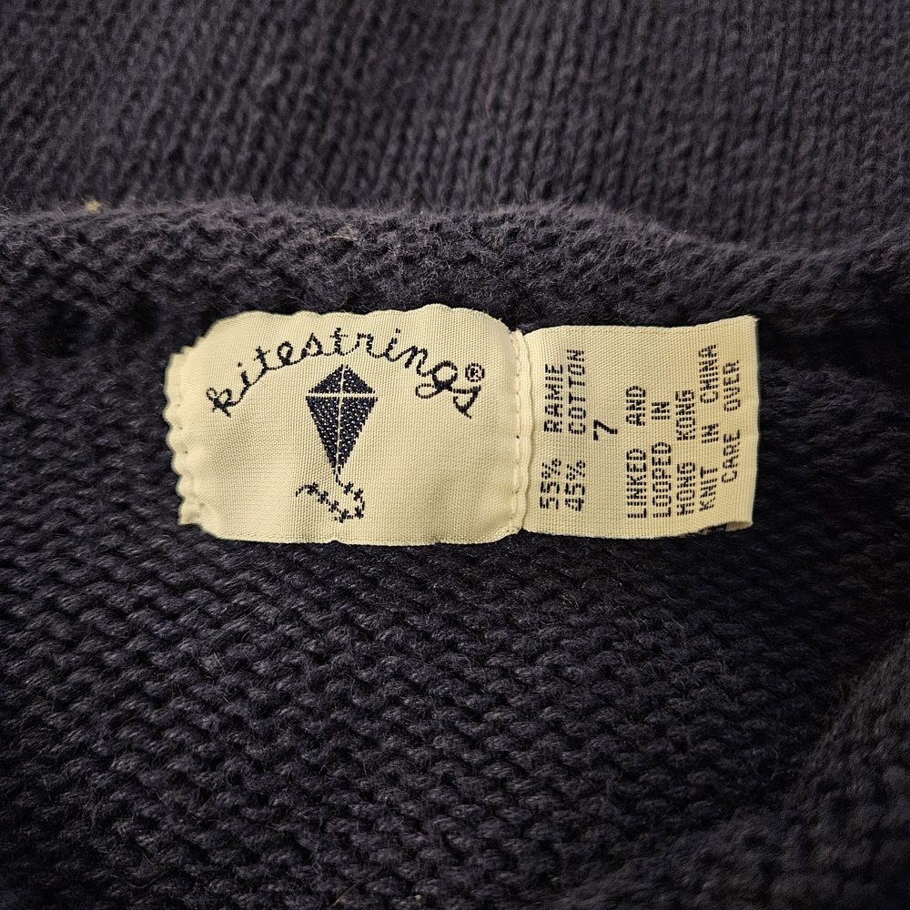 Kitestrings Blue Boys Sweater Pullover Size 7 Stripe Ramie Cotton Blend Vintage - Picture 3 of 5